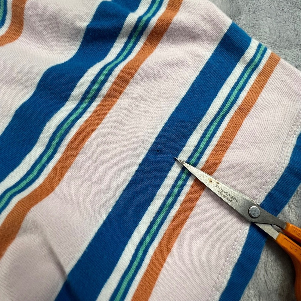 Guess Originals T-Shirt Mens Medium Pink Blue Striped Embroidered Logo YTK - Picture 5 of 8